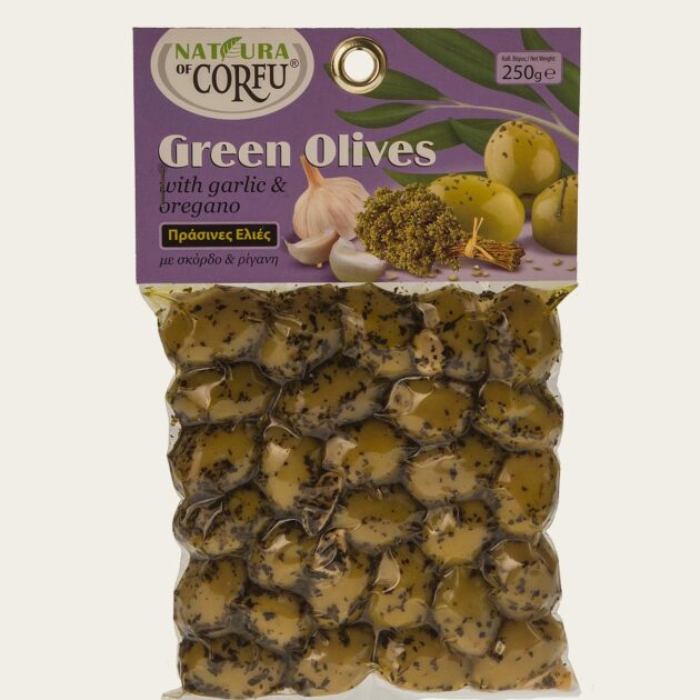 Ελιές Πράσινες Με Σκόρδο 250γρ.